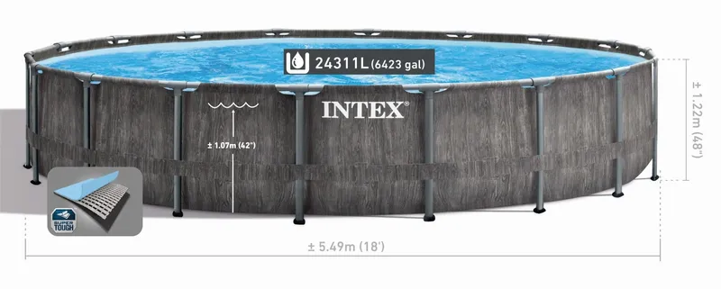 Intex Prism Frame Pool Greywood - 549 X 122 Cm – Met Filterpomp En Accessoires 8 Intex Prism Frame Pool Greywood - 549 X 122 Cm – Met Filterpomp En Accessoires - Afbeelding 7