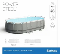 Bestway Power Steel Oval Zwembad - 488 X 305 X 107 Cm - Met Filterpomp En Accessoires -Zwembad en SPA 900 989 56448 01 power steel