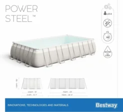 Bestway Power Steel Rectangular Zwembad - 732 X 366 X 132 Cm - Met Zandfilterpomp En Accessoires -Zwembad en SPA bestway power steel rectangular zwembad 732 x 366 x 132 cm set 15