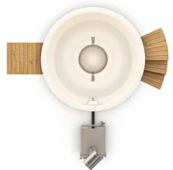 Houtgestookte Hottub Met Filteraansluiting - 6-8 Personen - Wit -Zwembad en SPA bovenaanzicht incl