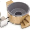 Houtgestookte Hottub Met Filteraansluiting - 6-8 Personen - Grijs -Zwembad en SPA grijs 3 4 1