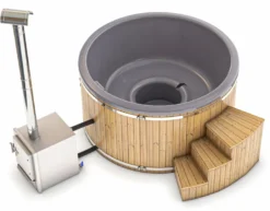 Houtgestookte Hottub - 6-8 Personen - Grijs -Zwembad en SPA grijs 3 4 exclusief