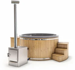 Houtgestookte Hottub Met Filteraansluiting - 4-6 Personen - Grijs 8 Houtgestookte Hottub Met Filteraansluiting - 4-6 Personen - Grijs -Zwembad en SPA grijs va inclusief 1
