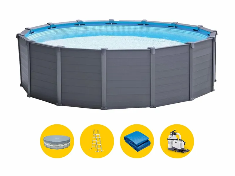 Intex Graphite Panel Pool - 478 X 124 Cm - Met Zandfilterpomp En Accessoires 3 Intex Graphite Panel Pool - 478 X 124 Cm - Met Zandfilterpomp En Accessoires