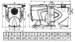 DAB E-Swim 300 M Variabele Zwembadpomp -Zwembad en SPA technische gegevens 2